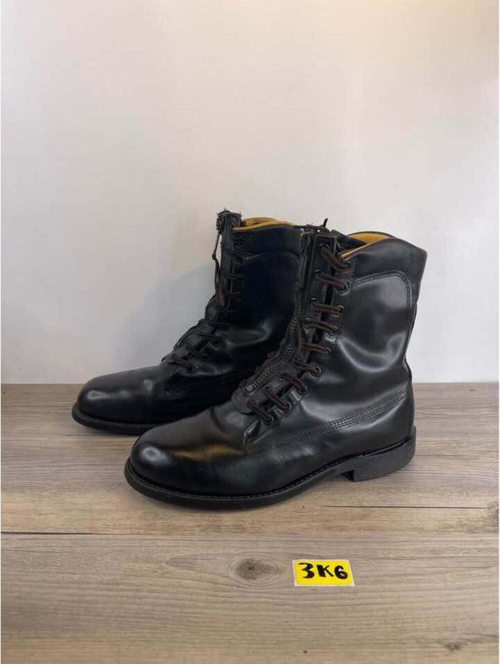 Vintage Chippewa LA City FD Zipper Leather Firefighter Boots Mens 7E Black 4435
